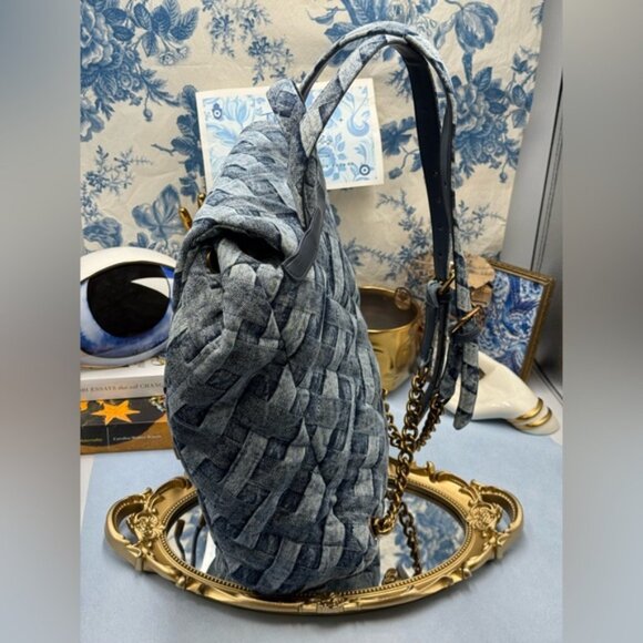 🆕 KURT GEIGER LONDON 🧿 NWOT Denim Kensington Drawstring Backpack - Picture 6 of 16